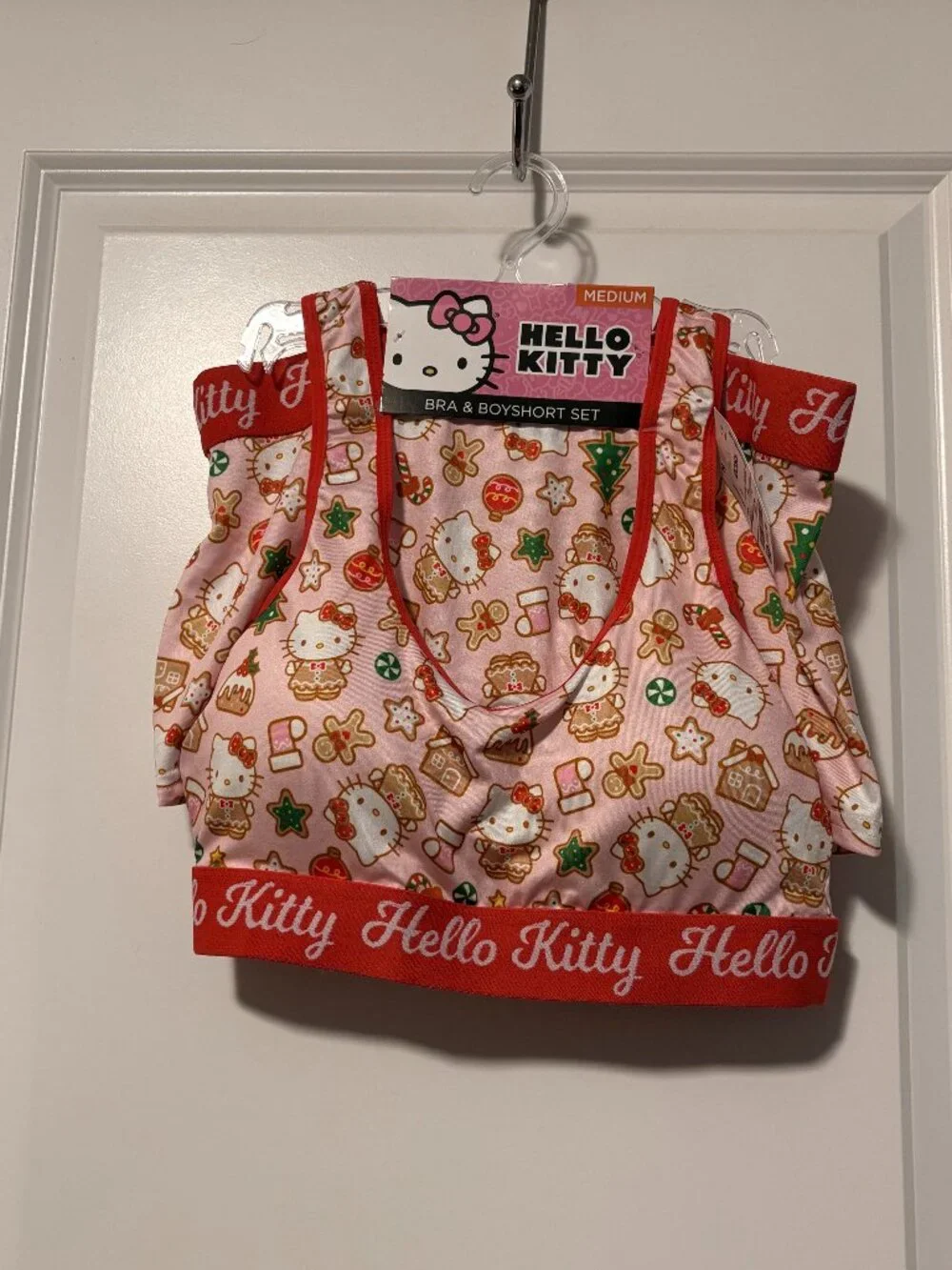 Sanrio Hello Kitty Holiday Christmas Bra and Boyshort Set Size Medium NWT